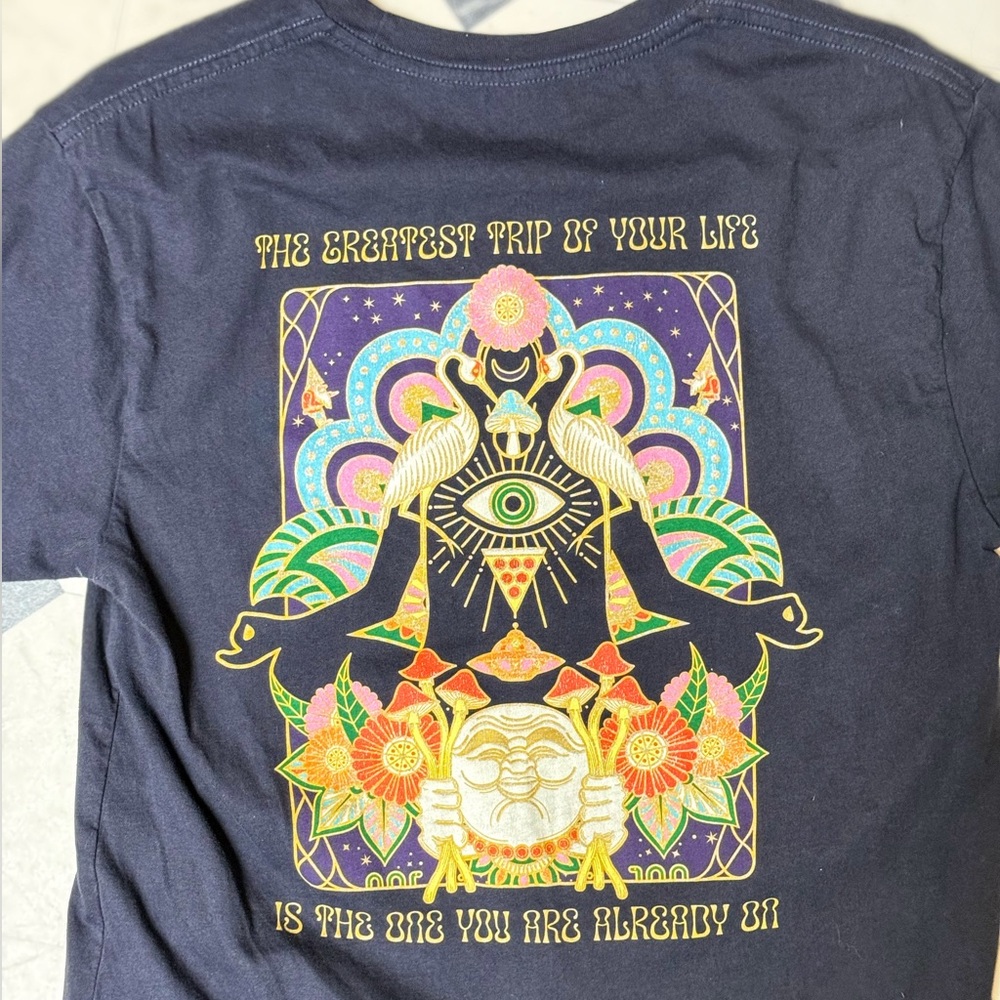 Mellow Mushroom Graphic Tee “The Greatest Trip” Large Black #Shroomin